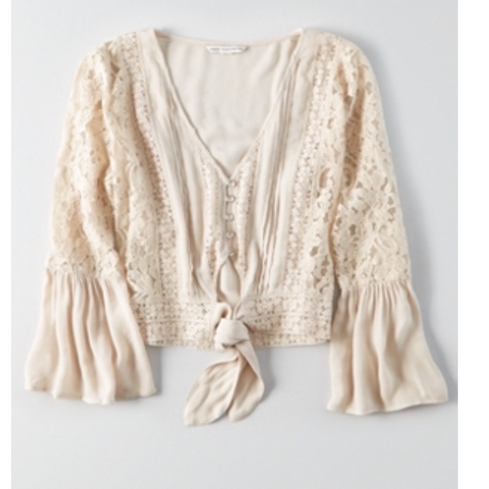 NWT American Eagle Lace Tie Front Crop Top
